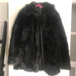 H&M Faux Fur Button Up Jacket with fur collar NWOT